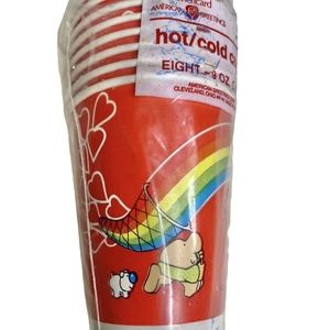 NOS 1979 Ziggy Rainbow Hearts Red Cups 8 ct 9 oz Party Cups American Greetings